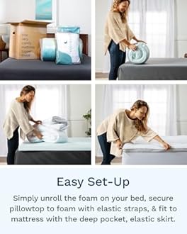 ViscoSoft 3 Inch Pillow Top Memory Foam Mattress Topper Short Queen - Cooling Hybrid Lux Dual Layer RV Mattress Pad - CertiPur-US Certified