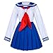 Elibelle Japanese School Girls Sailor JK Uniform Bule Pleated Skirt Anime Cosplay Costumes with Socks set(SSF31) L