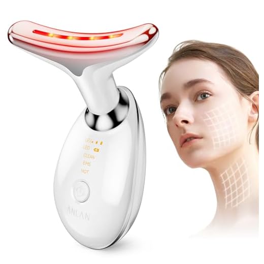 ANLAN Dispositivo di Bellezza Antirughe, Impacco Caldo a 45 ℃ Terapia Della Luce Massaggiatore Viso EMS lifting del Collo Rassodante per Tonificare il Viso