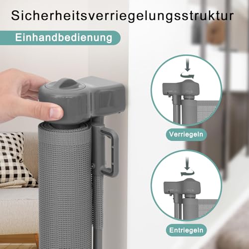 Einziehbares Hundegitter ohne Bohren, Kein Bohrer Ausziehbare Babygitter für Treppen Erweiterbar auf bis zu 150 cm breites Hundegitter für Türen, Flure, drinnen und draußen