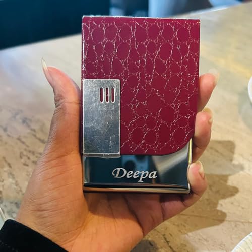Image of FELSTAR Customized /Personalized Card Holder with Name Engraved, Leather Professional Business Visiting Card Holder /Credit Card Holders Men, Women Day Gift, Corporate Gift for Employees (Maroon)