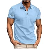 t shirt homme col v Polo Tee Shirt Homme Uni Shirt Col Revers avec Patte De Boutonnage Athletische Passform Tshirt Chemise pour Loisirs Actifs en Ville