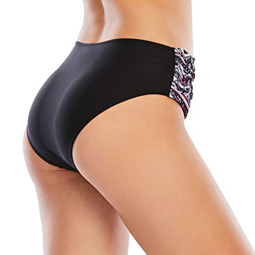 American Trends Calcinha de biquíni de cintura alta franzida com controle de barriga, roupa de banho