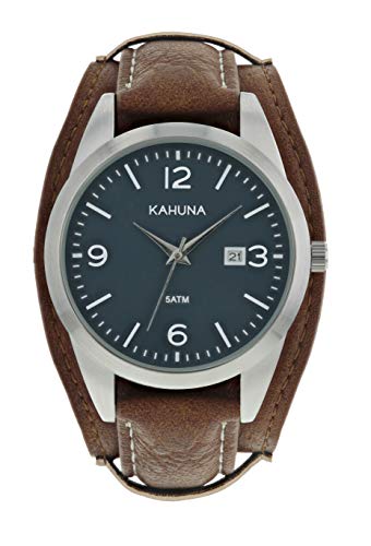 Preisvergleich Produktbild Kahuna Herren-Armbanduhr, blaues Zifferblatt, braunes Armband KUC-0061G