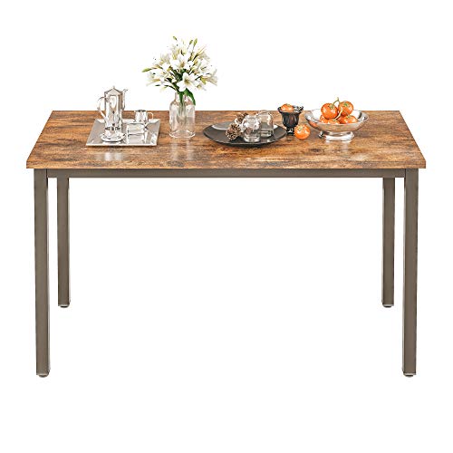 IRONCK Dining Table, Farmhouse Kitchen Table for 4 People, Heavy Duty Metal Frame, Wood Dining Room Table 47 Inch, Rustic Brown