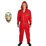 overall rot haus des geldes Chic-Stil. Neues Haus des Geldes Overall und Dali Maske. Dieses Kostüm ist perfekt für Weihnachten, Halloween, Karneval, Fasching, Auftritt,verkleiden,Geburtstag,Kostüm-Partys,Fasching,Themenparty und so weiter.