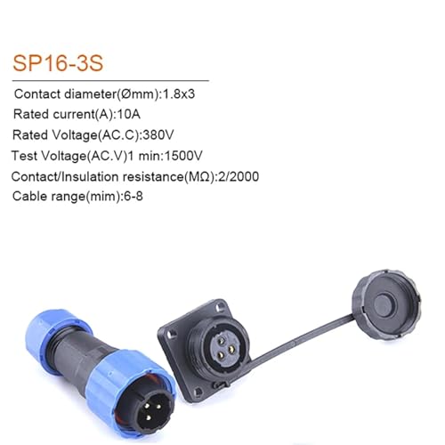 Conector cuadrado impermeable SP16 IP68 2/3/4/5/6/7/9 Pines miniatura 4