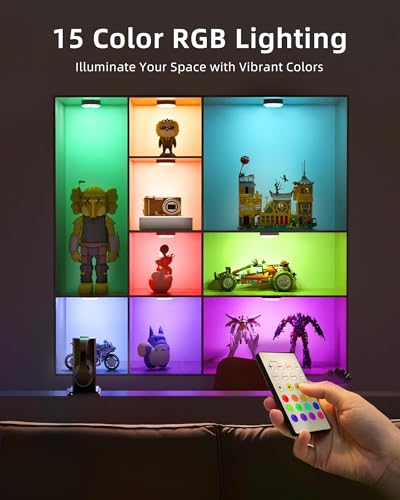 Image of EZVALO Under Cabinet Lighting, 1000mAh Rechargeable Puck Lights with Remote, 3 Color Temps & 12 RGB Motion Sensor Closet Lights, Dimmable Under Cabinet Lights for Kitchen, Cabinets, Closet (3 Packs)