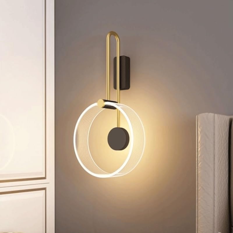 Modern LED Round Wall Sconces 3-Color Temperature Adjustable Bedroom Pathway Corridor Wall Light Acrylic Decorative Fixtures for Living Room Stairs Balcony Lighting Night Lamp