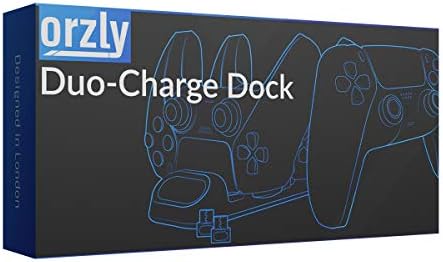 Orzly PS5 Controller Charging Station made for PlayStation 5 Console DualSense PS5 Controllers - Twin Docking charging Station PS5 Accessories Solution - Pearl White Edition