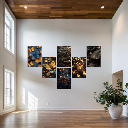 Image of SiddArtify Golden Hour Butterflies Art Print Set - Sticker - 12x18 Inch - Pack of 6 Wall Room Decoration art Poster Prints