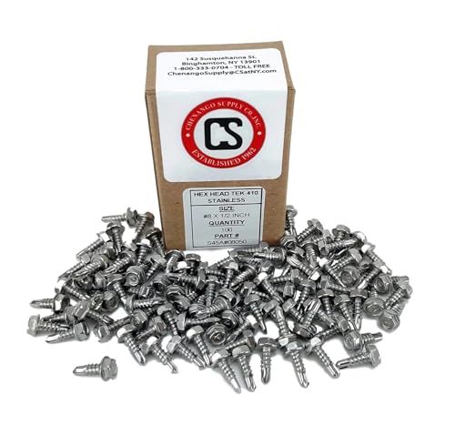 Chenango Supply Stainless N.8 x 1/2inches Hex Washer Head Self Drilling Sheet Metal Tek Screws with Drill Point,(1/2inches to 1-1/2inches Length in Listing) 100 Pieces (N.8 x 1/2) - Thumbnail 3