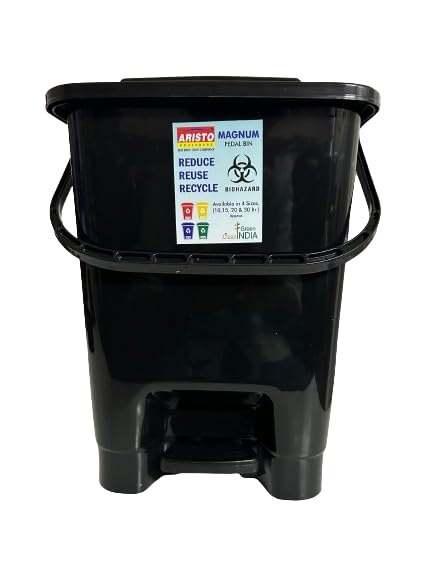 Aristo Plastic Pedal Dustbin With Handle 20 ltr Black (B0D1CS3LHV) Amazon Price History, Amazon Price Tracker