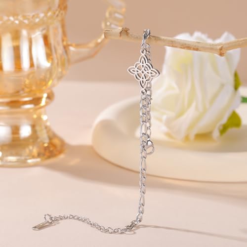 Amaxer Witch Knot Bracelet Witchcraft Amulet Pendant Charm Bracelet for Unisex Adjustable Ropechain Stainless Steel Linkchain3