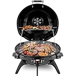 Techwood 1600W Electric Indoor/Outdoor Grill - 15-Serving Removable Stand BBQ with Double Layer Design for Countertops (Black)
