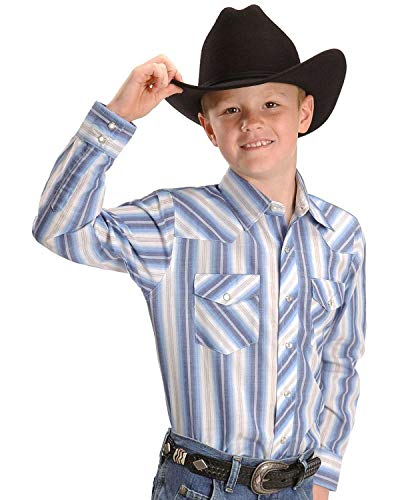 Toddler Boys Long Sleeve Western Snap Shirt - Turquoise Blues