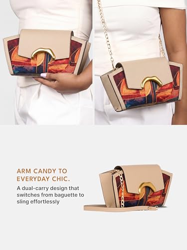 Image of ZOUK Women's Zareen Clutch Bag with Detachable Sling Strap | Vegan Leather | Wedding, Party, Formal
