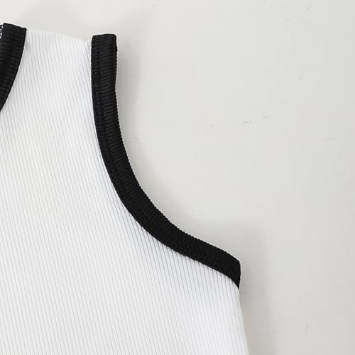 Image of Girl Clothes Solid Color Tank Top Casual Sweatpants 5-10Y Girls' Summer Outfit Set
