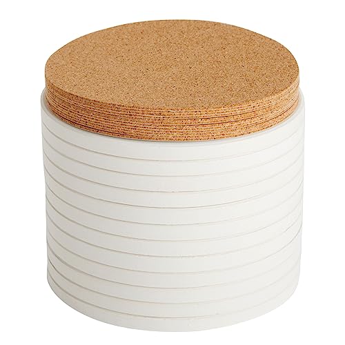 12 Round Unglazed Ceramic Tiles For Crafts With 12 Cork Pads For Diy Coasters, Acrylic Pouring, Alcohol Ink, White Blank Coasters For Painting, Art Projects (4.2 In) #TOP4