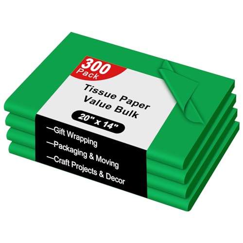 AORZIT 300 folhas de papel de seda verde a granel 20 