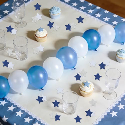 Image of 200Pcs Glitter Blue White Silver Star Table confetti,Paper Star Confetti for Birthday Party Halloween Bachelorette Wedding Baby Shower Graduation Decorations