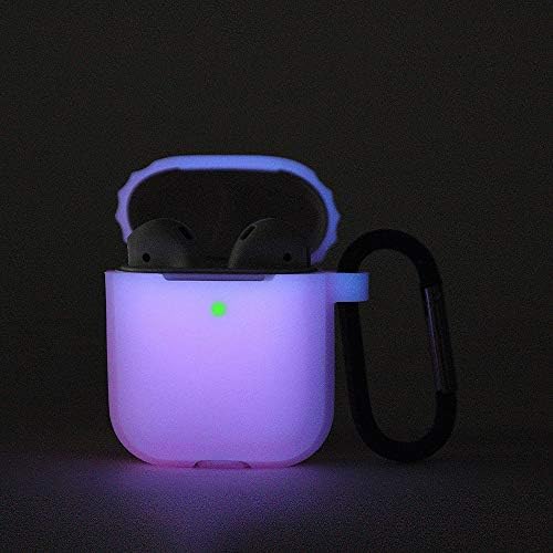 KOKAKA Compatible for AirPods Case with Keychain, 360°Protective Premium Silicone AirPods Cover Compatiable with AirPods 2 & 1 [Front LED Visible][Support Wireless Charging]- Nightglow Pink