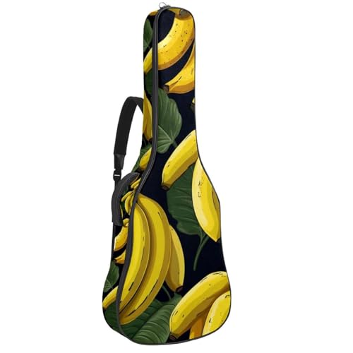 Housse guitare acoustique 109 cm motif banane avec 2 poches et double sangle