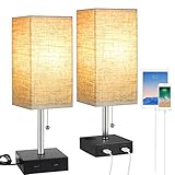 GRAN LÁMPARA DE MESA ROMÁTICA: una combinación de diseño minimalista y elegante le da a la lámpara de mesa más estética y ofrece un complemento perfecto para su habitación. Pantalla abierta hecha de tela, buena disipación de calor. Tejido de lino, evita la luz directa a la vista, muy suave y cómoda. La base metálica hace que la lámpara de noche sea más estable.