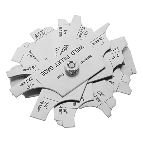 OUNONA Stainless Steel Fillet Weld Gauge Set 7-Piece Professional Welding Inspection Gauge Metric/Imperial Measuring