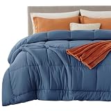 Picture of Bedsure Comforter Duvet Insert - Quilted Comforters King Size, All Season Duvet, GentleSoft Down Alternative Bedding, with 8 Tabs, Gifts for Women/Men, Dark Slate Blue, King 90 x 102 Inches
