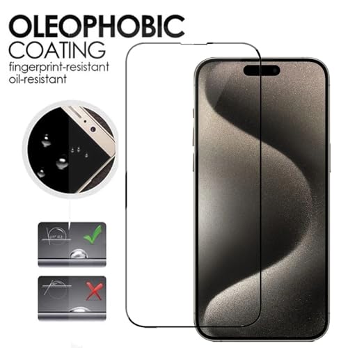 Zubitech Screen Protector for iPhone 15 Pro Max tempered glass screen protector 9H hardness scratch resistance iPhone 15 Pro Max full glue edge to edge glass (iPhone 15 Pro Max, Clear)