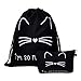 Drawstring Backpack Waterproof,2 piece set Loomiloo Printed Durable Rucksack Gym Bag (Cat)