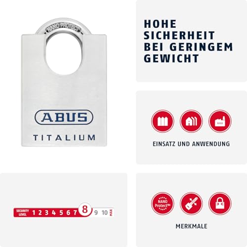 Cadenas argenté de haute précision ABUS 96CSTI/50 avec boîtier renforcé en Titalium - 3