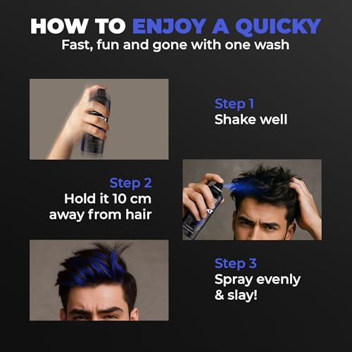 Image of Beardo Quicky Hair Color - Blue Edge, 50 ml | Temporary 1-Day 1-Wash | DIY Instant Hair Color Makeup for Men | No Bleach | No Ammonia | No Damage