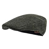 STARANCE Men Hat Wool Blend Newsboy Ivy Tweed Flat Cap (Herringbone Green, 7 3/4)