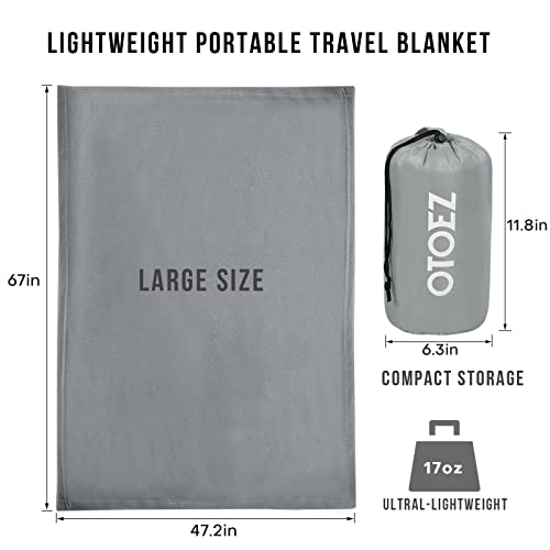 Otoez Travel Blanket Warm And Lightweight 67 X 47 In Large Airplane Blanket In Portable Compact Bag With Luggage Strap 3-1 Soft Breathable Blanket Sheet Pillow For Flight Train Car Camping Trip, Gray #TOP2