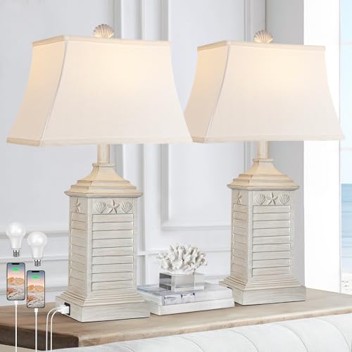 Hamucd Coastal Table Lamps Set of 2, Beach Living Lamps for Bedroom...