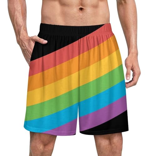 Pride Month LGBTQ Rainbow Gay Pride Pajama Shorts for Men, Men's Pajama Bottoms