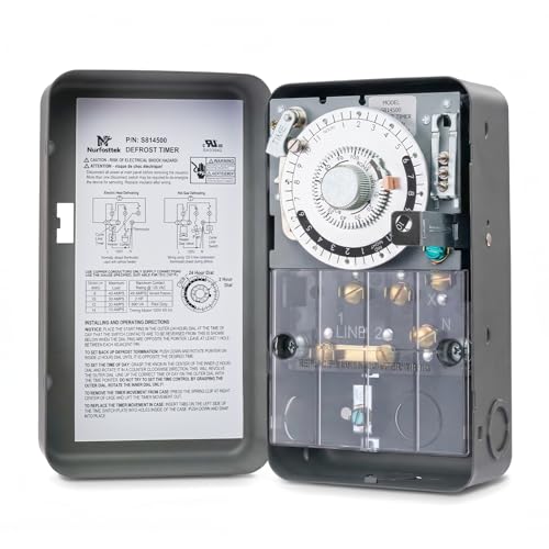 Nurfosttek S814500 Refrigeration Defrost Timer for Commercial Refrigeration Equipment 40A 2HP 120VAC 1-6 Times/Day Adjustable 4-110 Minutes Defrost Duration