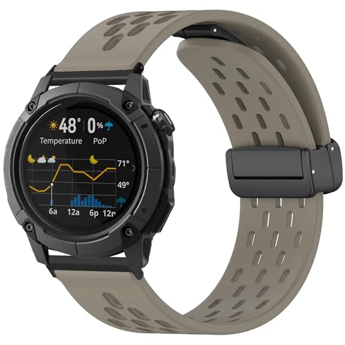 Lamshaw 20mm, 22mm, 24mm Breathable Soft Silicone Magnetic Butterfly Clousure Sport Replacemet Band Straps Compatible with COROS NOMAD Smartwatch (Space Brown, 24mm size band)
