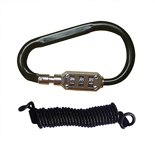 Pirhosigma Zinn-Legierung schwarz Schloss Karabiner rücksetzbar 3-stellige Zahlenkombination Passwort Code Schloss Vorhängeschloss für Koffer Gepäck Reise Gepäck Rucksack + Feder Erinnerungskabel Cover