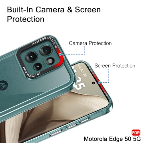 Image of TheGiftKart Hybrid Shockproof Back Cover Case for Motorola Moto Edge 50 5G | Stylish Camera Border | Electroplated Buttons | Crystal Clear Hard Back Cover Case (TPU & PC, Transparent Bumper)