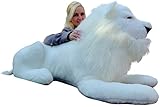 Big Plush American Made Giant Stuffed White Lion 48 Inches Soft Made in The USA America