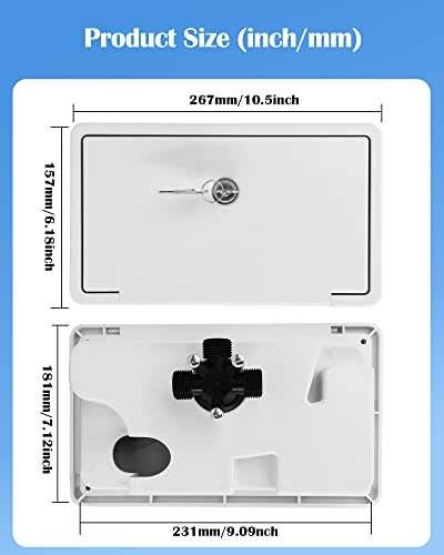 Nerites Rv Exterior Shower Box Kit With Hot/Cold Switch, Shower-Head, Metal Hose, Lock And Key For Motorhome Travel Trailer Caravan Yacht And Boat #TOP1