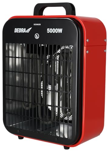 DEDRA Calefactor eléctrico 5 kW 400 V Slim DED9922B para habitaciones bien aisladas, termostato, protección contra sobrecalentamiento, tres modos de funcionamiento, control de temperatura, carcasa