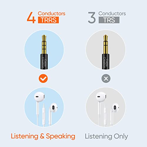 Cablecreation Headphone Extension Cable, 90 Degree Trrs 3.5Mm Male To Female Audio Extension Cable 4-Conductor(Microphone Compatible), 6 Feet With 6Ft 3.5Mm Aux Cable 4 Pole90 Degree #TOP1