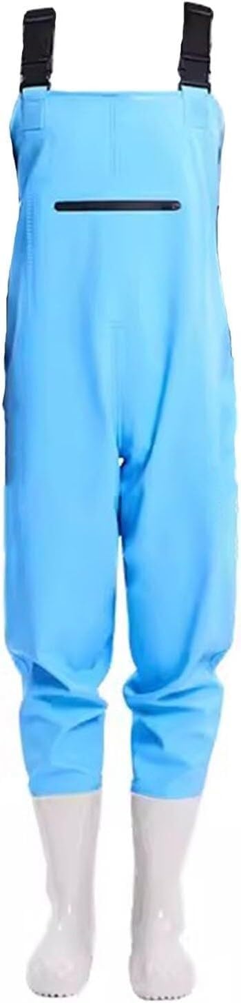 Damskie spodniobuty, wodoodporne spodniobuty, buty biodrowe z PVC z podeszwą z kolcami i regulowaną klamrą(Blu,6)