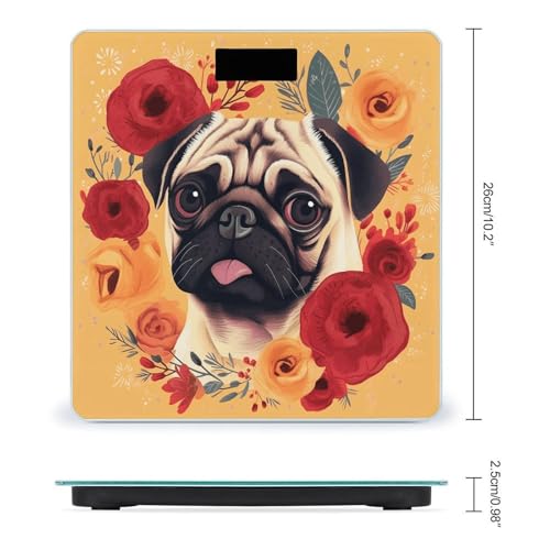 Báscula Digital de Baño Pug Flower con Pantalla LCD miniatura 2