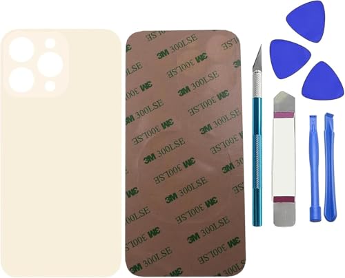 Dakexiong 13 Pro Max - Ventana trasera de repuesto para iPhone 13 Pro Max con kit de herramientas de reparación(dorado)