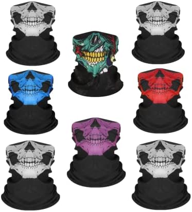 4/8Pcs Neck Gaiter Skull Face Mask,Scarves Bandanas Face Tube Headband